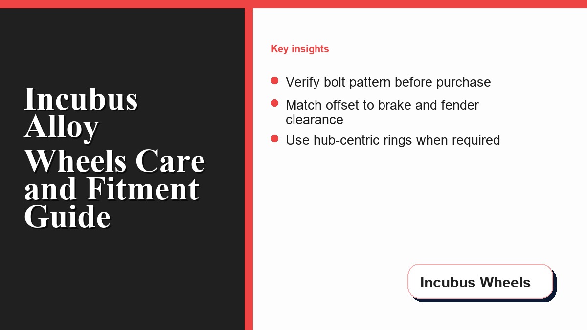 Incubus alloy wheel care and fitment checklist for custom rims